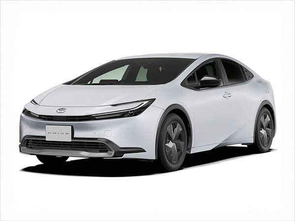 白いハイブリッドカーの画像