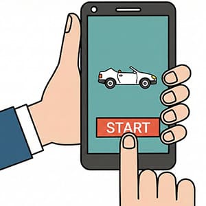 スマートフォンで車の一括査定サービスを操作している画像